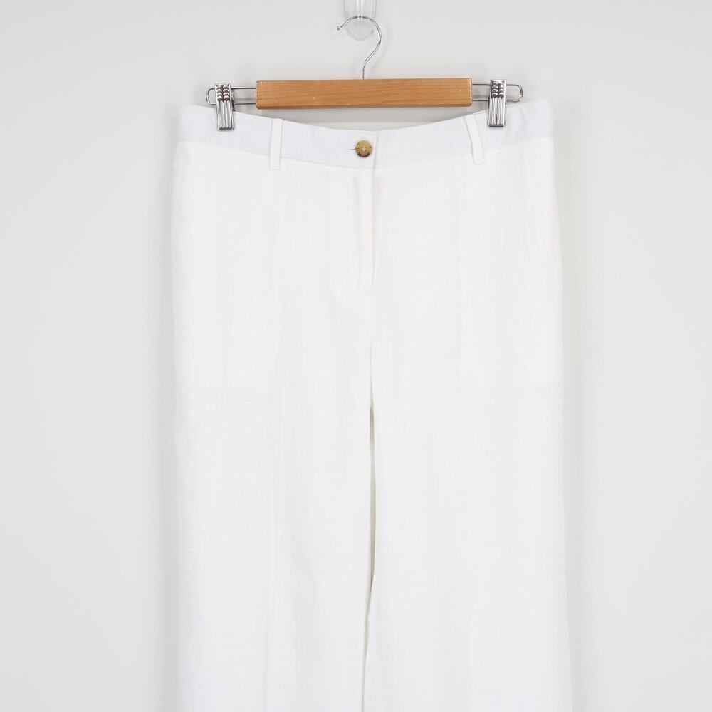 NWT J.Crew Harbor Pant Wide-Leg Lined In 100% Linen White Size Medium - Picture 5 of 9